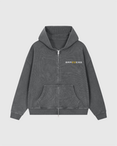 Unisex Vintage Wash Boxy Waffle Full Zip Hoodie