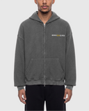 Unisex Vintage Wash Boxy Waffle Full Zip Hoodie
