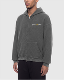Unisex Vintage Wash Boxy Waffle Full Zip Hoodie