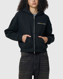 Women's Fleeced Zip-Up Cropped Hoodie