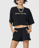 Women's Snow Washed Raw Edge Crop Tee