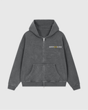 Unisex Vintage Wash Boxy Waffle Full Zip Hoodie