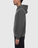 Unisex Vintage Wash Boxy Waffle Full Zip Hoodie