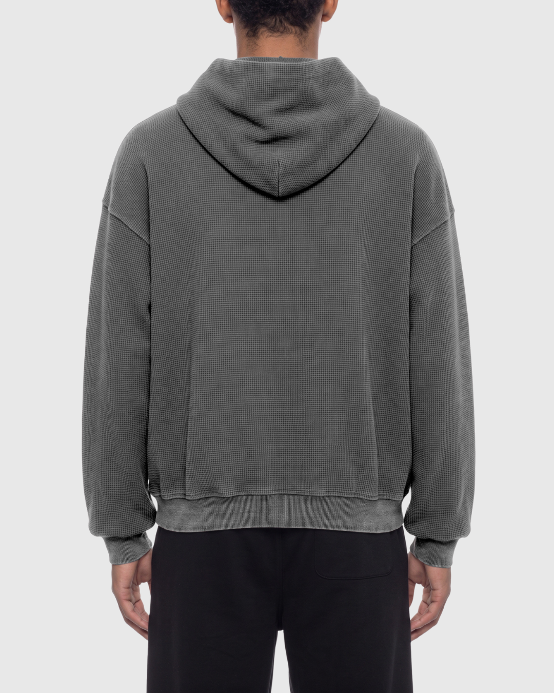 Unisex Vintage Wash Boxy Waffle Full Zip Hoodie