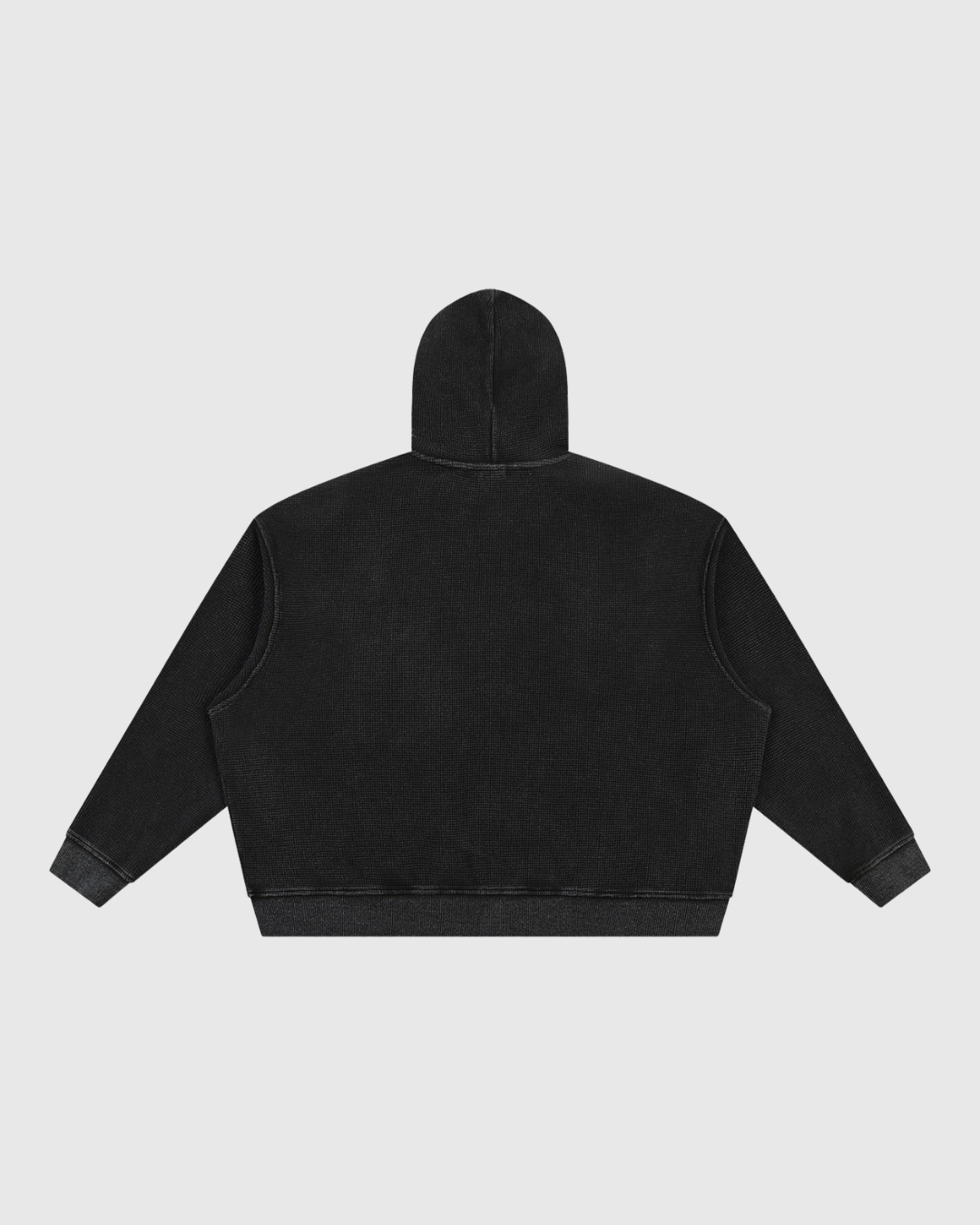 Unisex Vintage Wash Boxy Waffle Full Zip Hoodie