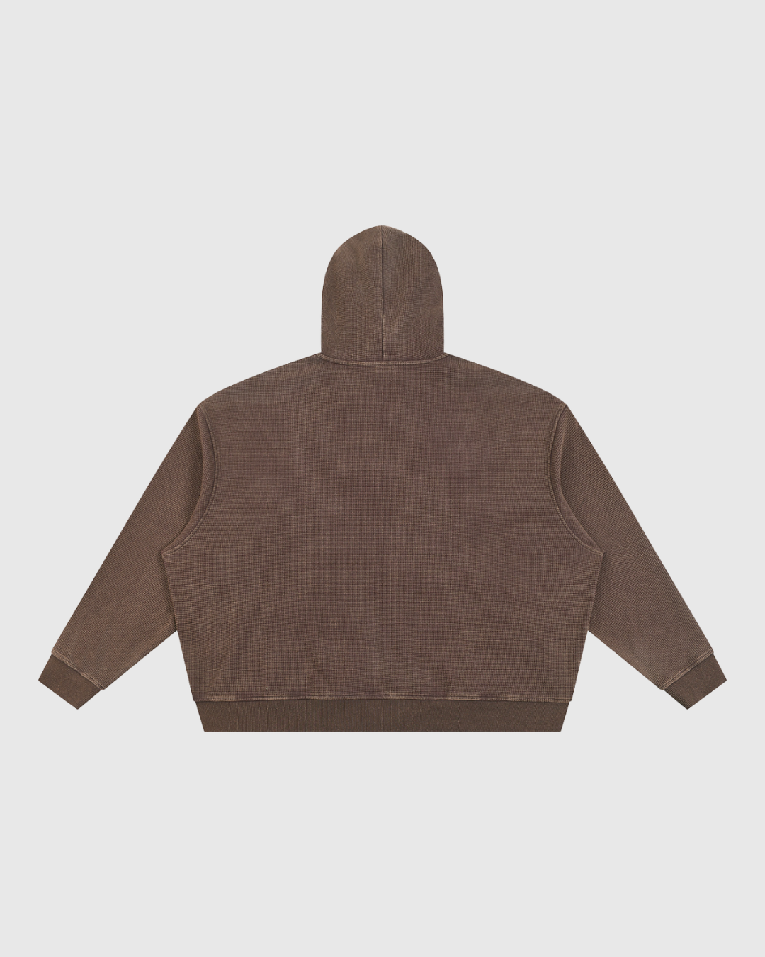 Unisex Vintage Wash Boxy Waffle Full Zip Hoodie