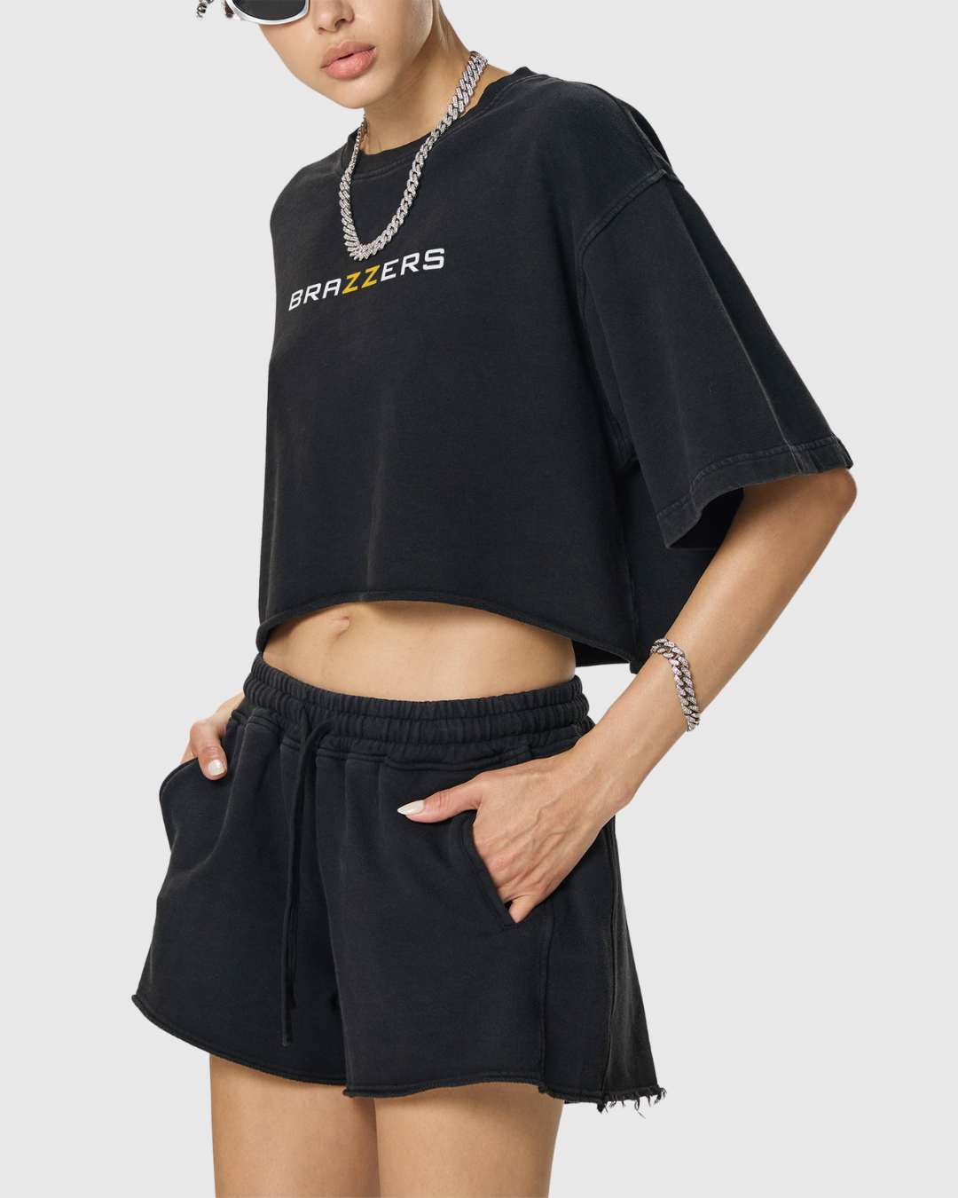 Women's Snow Washed Raw Edge Crop Tee