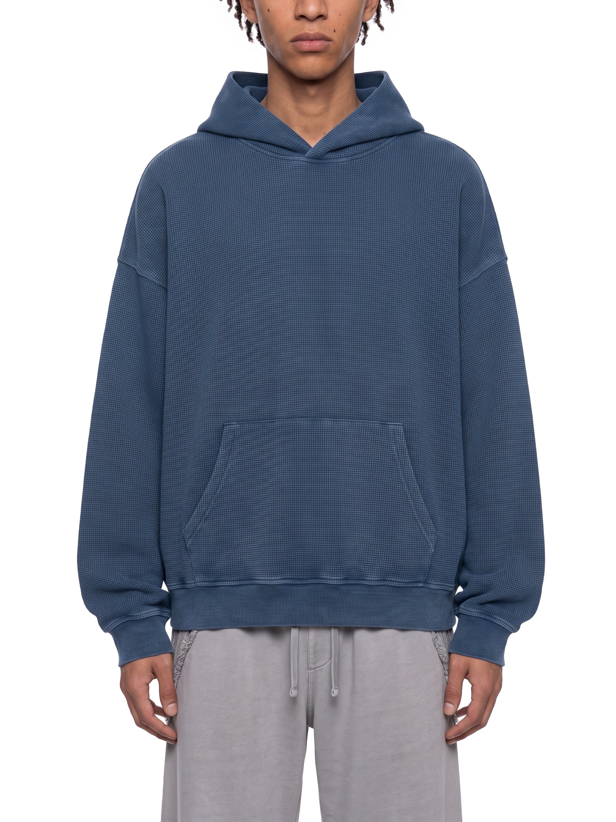 Unisex Vintage Wash Waffle Boxy Hoodie