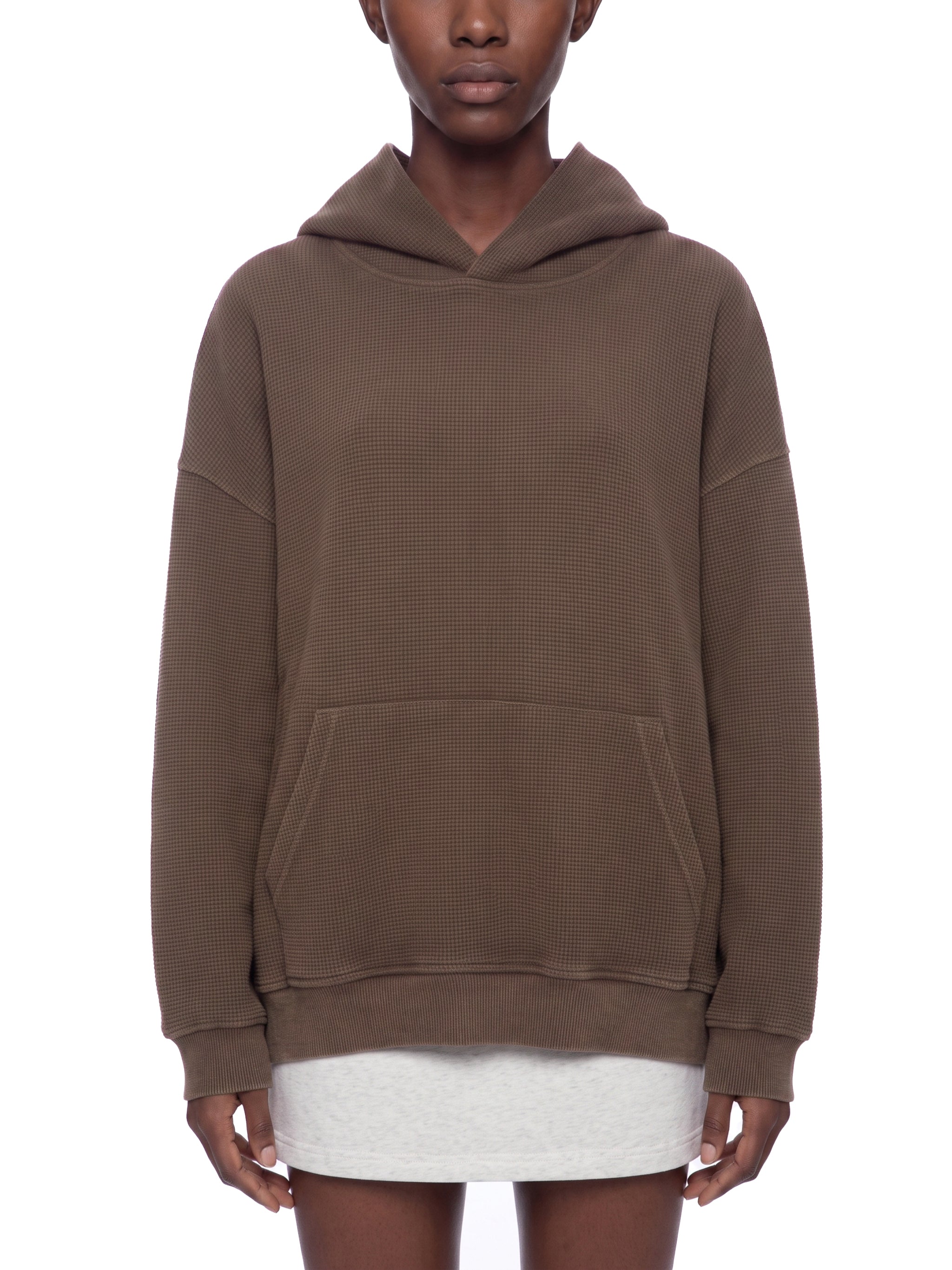 Unisex Vintage Wash Waffle Boxy Hoodie
