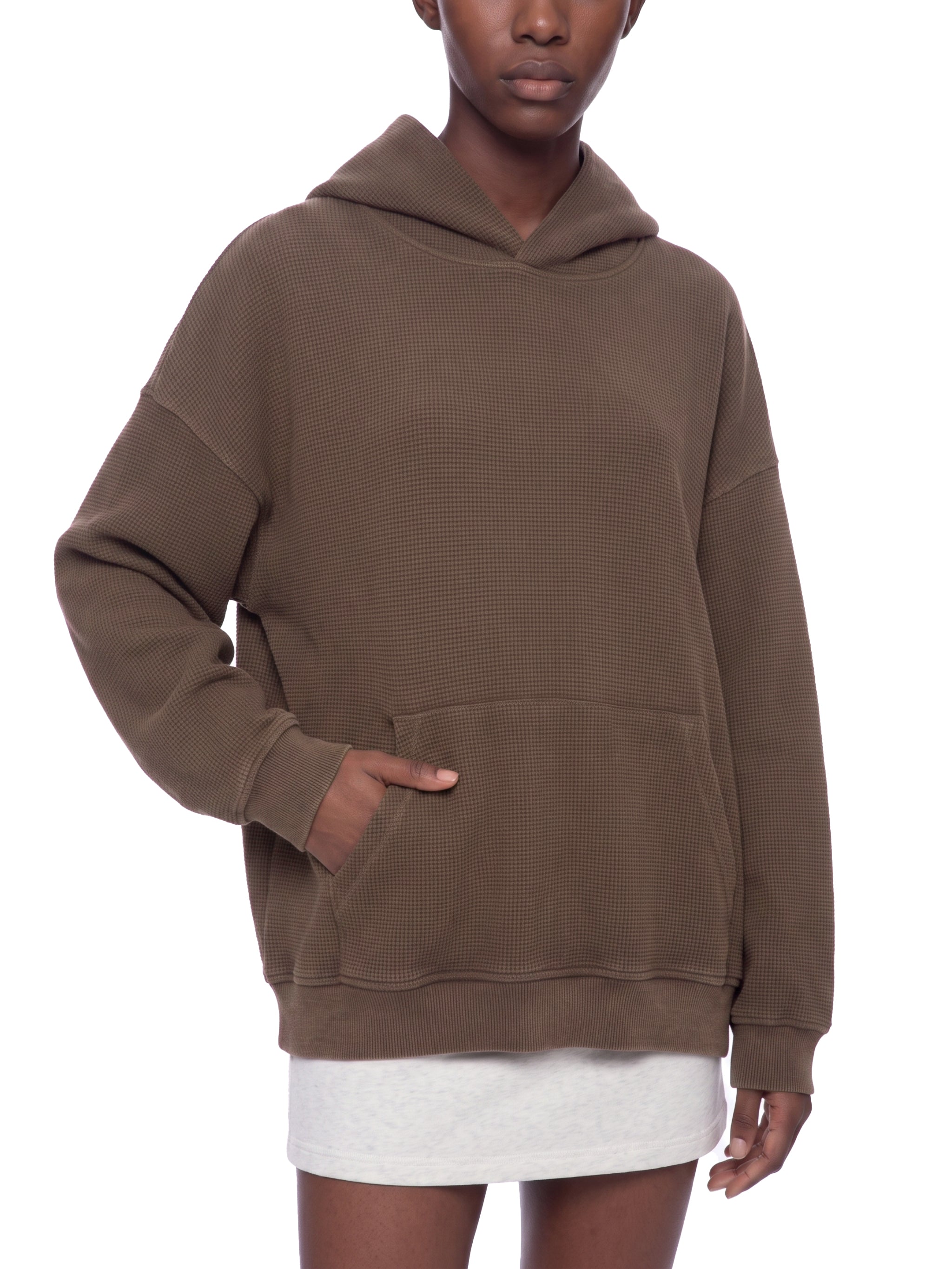 Unisex Vintage Wash Waffle Boxy Hoodie
